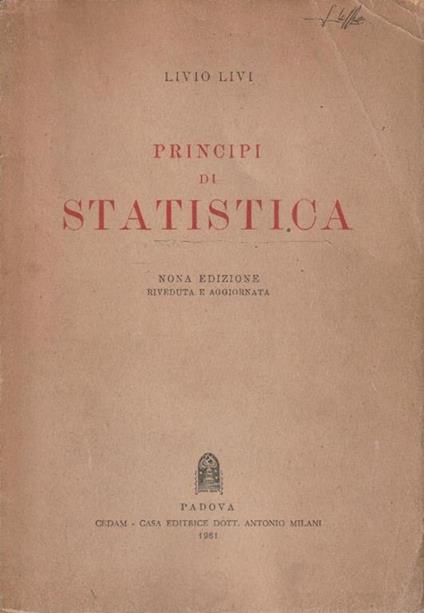 Principi di statistica - Livio Livi - copertina