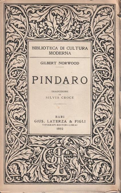 Pindaro di Gilbert Norwood Traduzione di Silvia Croce - copertina