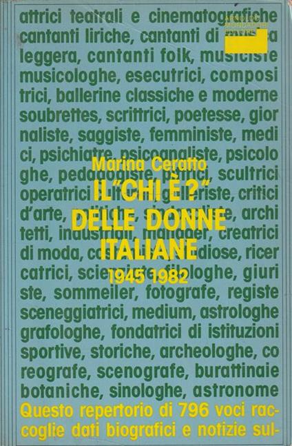 Il "chi è?" delle donne italiane 1945-1982 - copertina