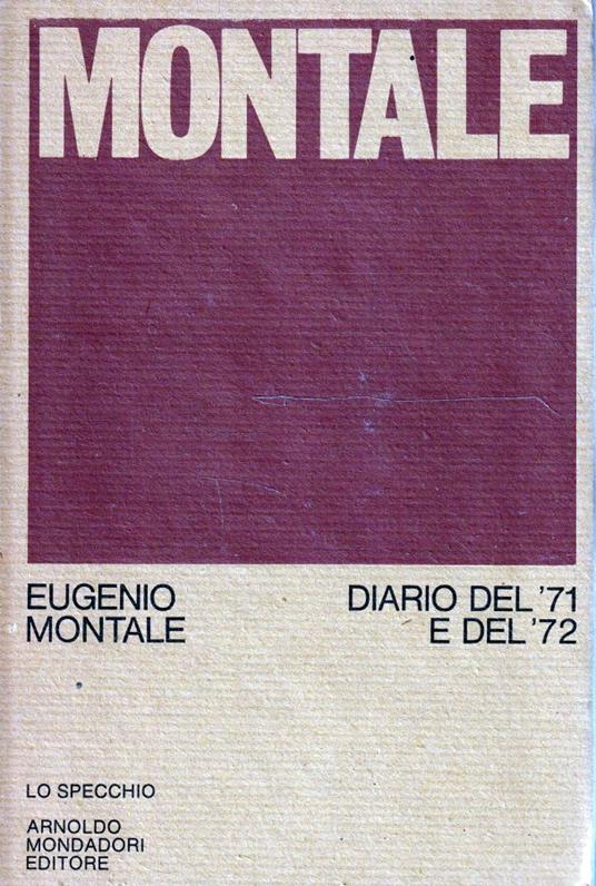 Diario del '71 e del '72 di Eugenio Montale - copertina