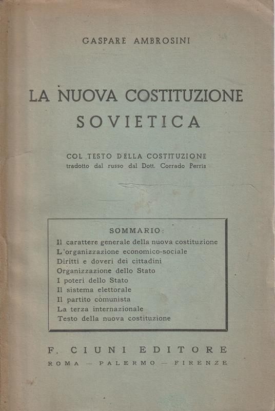 La nuova costituzione sovietica - C. Ambrosini - copertina