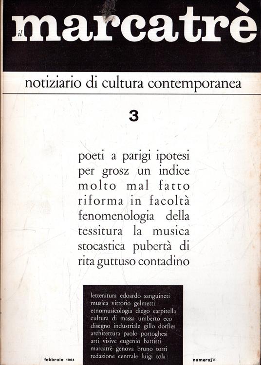 MARCATRÈ. Notiziario di cultura contemporanea. 3 - copertina