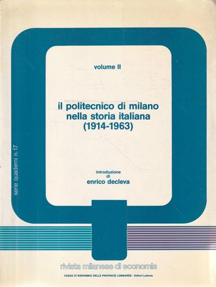 Il Politecnico di Milano nella storia italiana (1914-1963) Vol. II - copertina