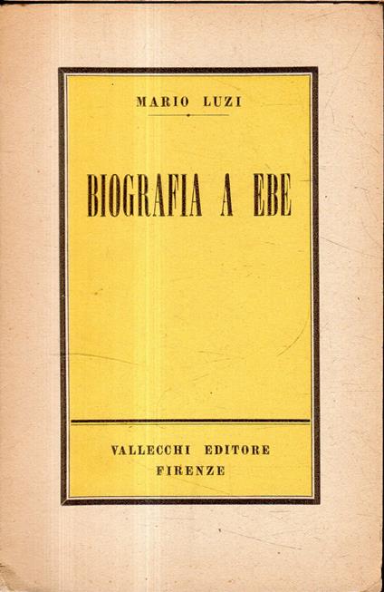 Biografia a Ebe - Mario Luzi - copertina