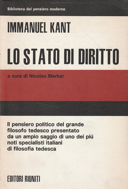 Lo stato di diritto - Immanuel Kant - copertina