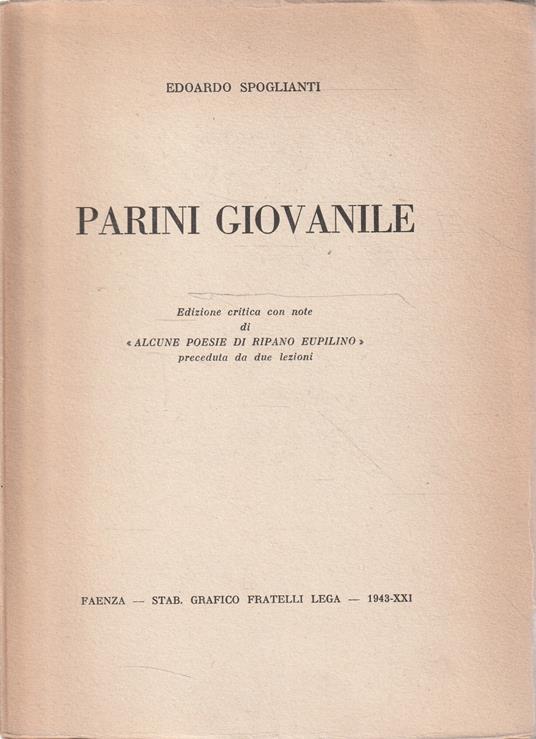 Parini Giovanile - copertina