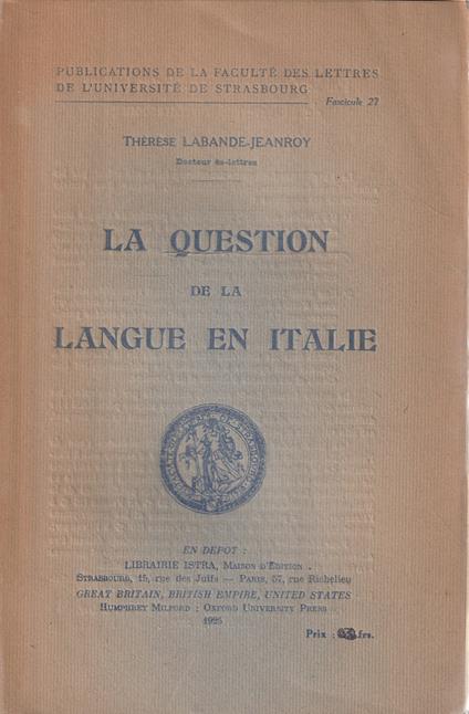 La question de la langue en Italie - copertina