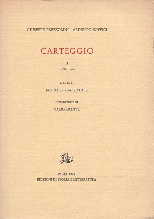 Carteggio - II - 1920-1964 - copertina