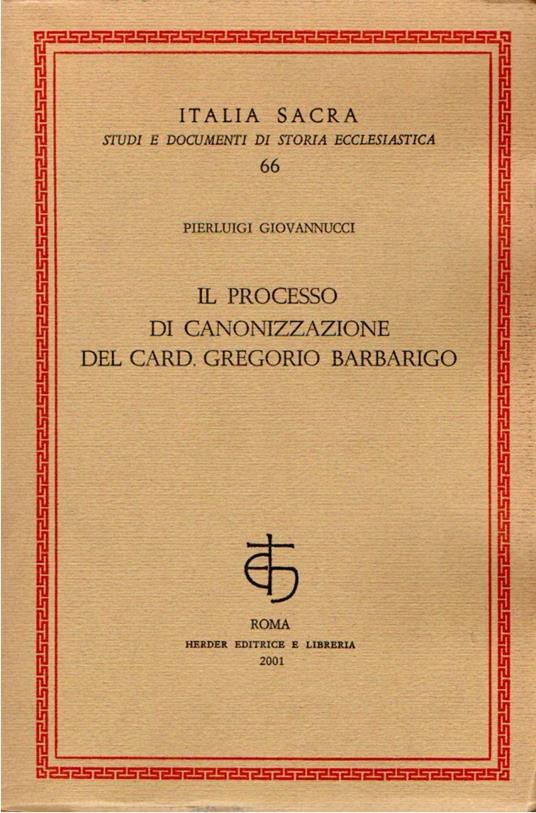 Il processo di canonizzazione del card. Gregorio Barbarigo - copertina