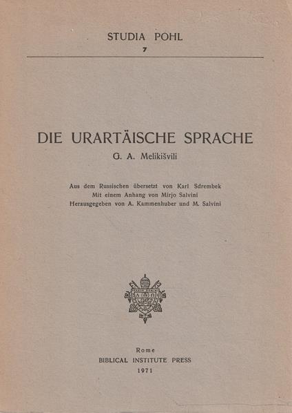 Die Urartaische Sprache - G. A. Melikisvili - copertina