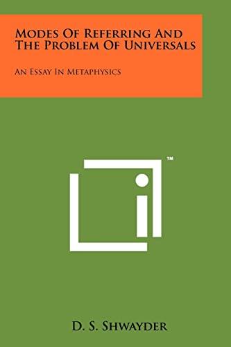 Modes Of Referring And The Problem Of Universals: An Essay In Metaphysics - copertina