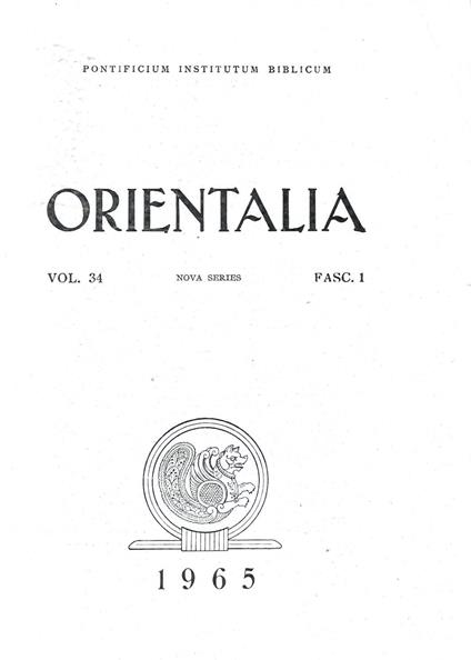 Orientalia - Vol. 34 fasc. 1 - copertina