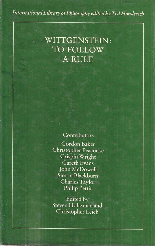 Wittgenstein: To Follow a Rule - copertina