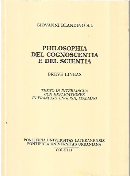 Philosophia del cognoscentia e del scientia: Breve lineas - Giovanni Blandino - copertina