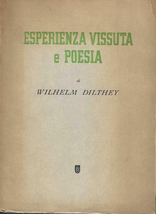 Esperienza vissuta e poesia - Wilhelm Dilthey - copertina