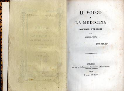 Il volgo e la medicina. Discorso popolare del medico-poeta - Giovanni Rajberti - copertina