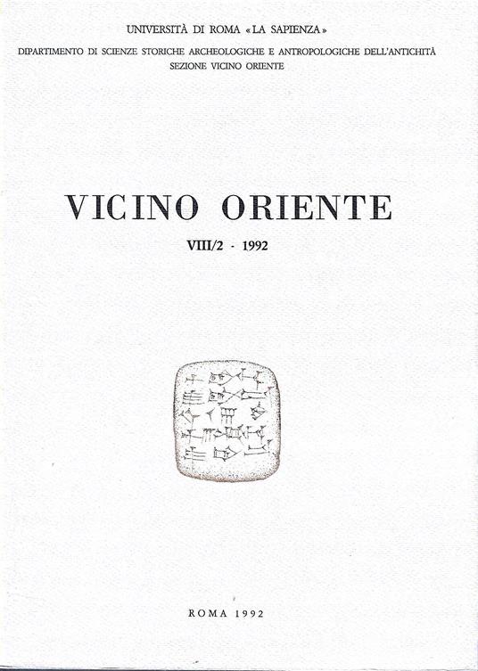 Vicino Oriente - VIII /2 - 1992 - copertina