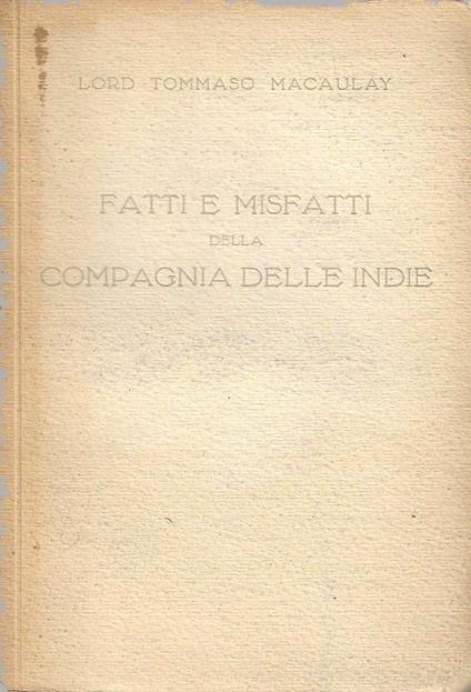 Fatti e misfatti della Compagnia delle Indie - copertina