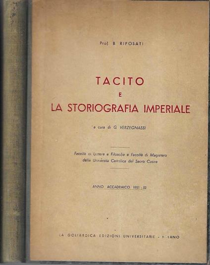 Tacito e la storiografia imperiale - copertina