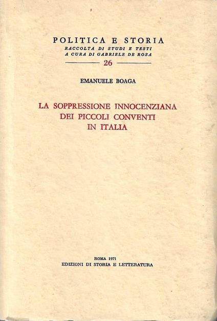 La soppressione innocenziana dei piccoli conventi in Italia - copertina