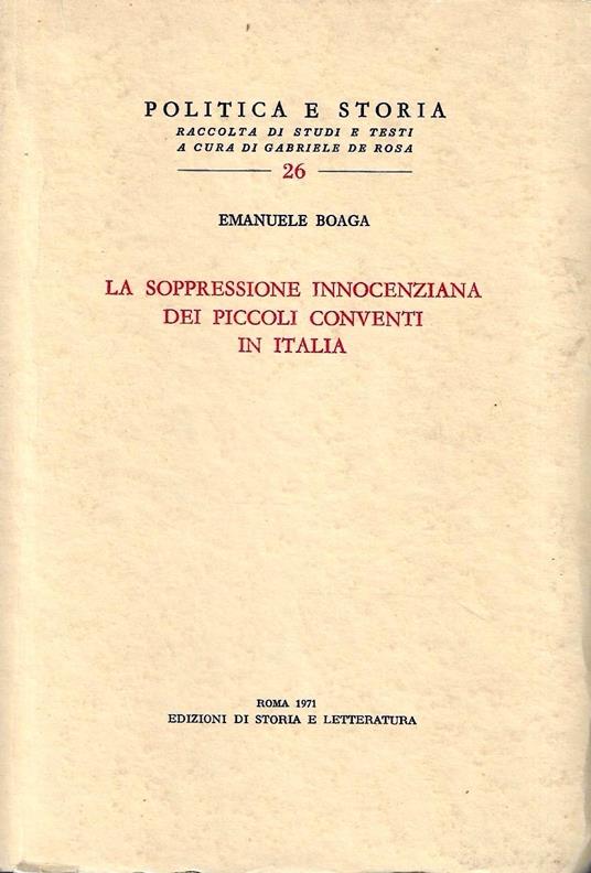 La soppressione innocenziana dei piccoli conventi in Italia - copertina