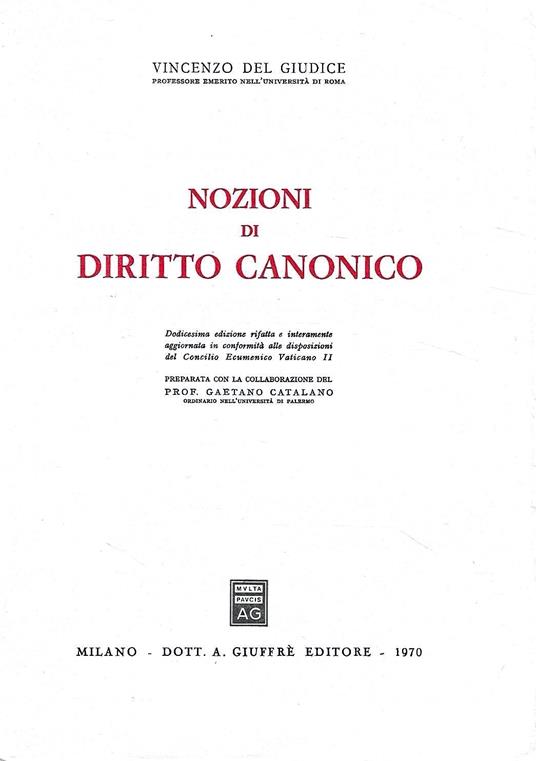 Nozioni di Diritto Canonico - Vincenzo Del Giudice - copertina