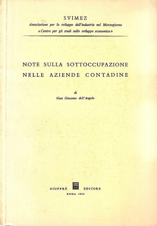 Note sulla sottoccupazione nelle aziende contadine - copertina