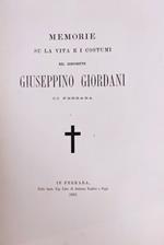 Memorie Su La Vita E I Costumi Del Giovinetto Giuseppino Giordani