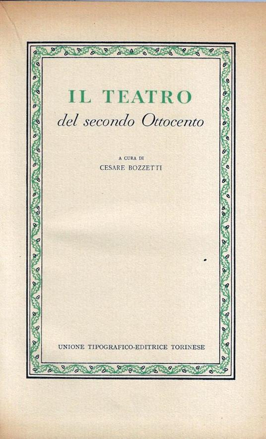 Il teatro del secondo Ottocento - copertina