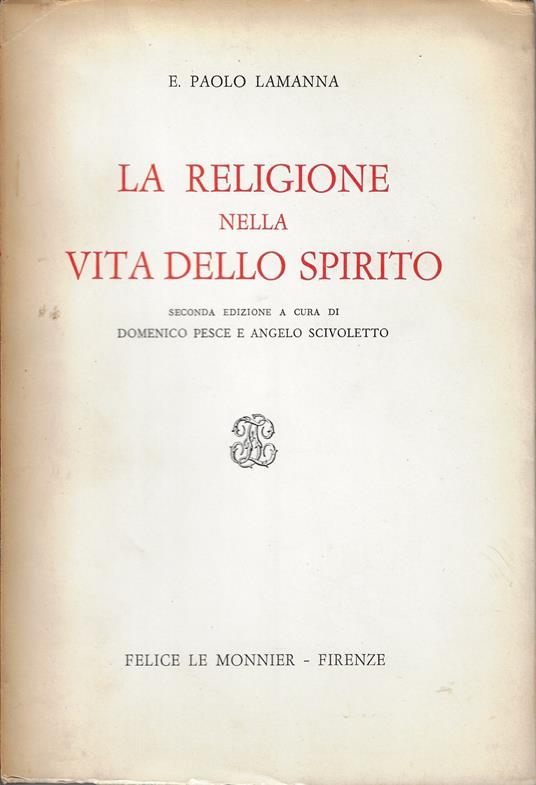 La religione nella vita dello spirito - E. Paolo Lamanna - copertina