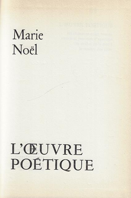 L' oeuvre poétique - Marie Noël - copertina