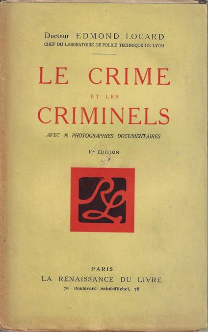 Le crime et les criminels - Edmond Locard - copertina