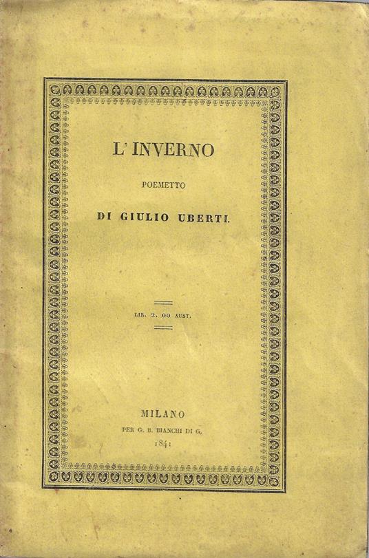 L' inverno : poemetto - Giulio Uberti - copertina