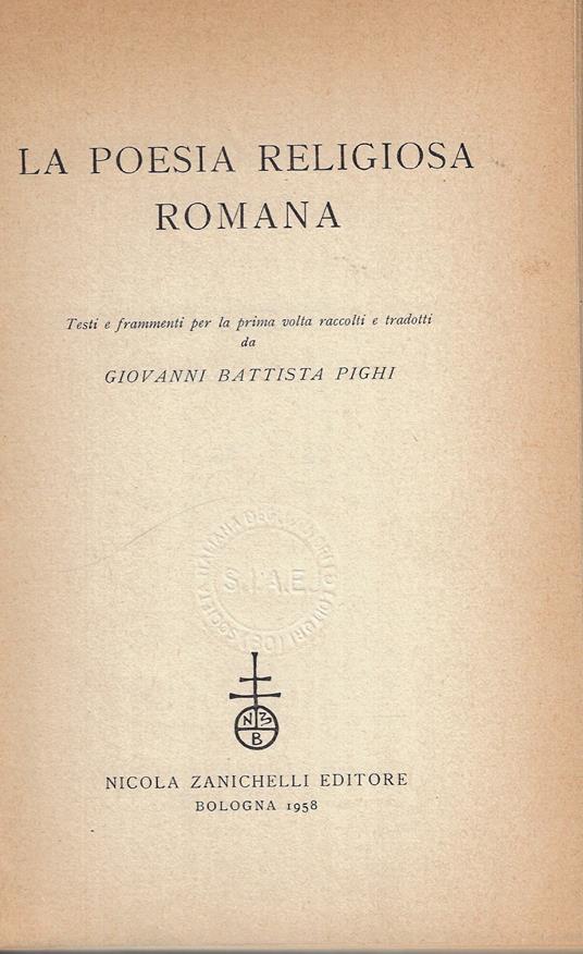 La poesia religiosa romana - Giovanni Battista Pighi - copertina