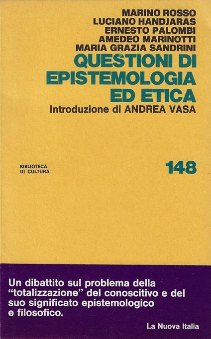 Questioni di epistemologia ed etica - copertina