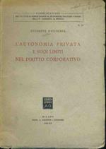 L' autonomia privata e suoi limiti nel diritto corporativo