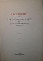 Recherches sur l'ancient liturgie d'Aoste et les usages religieux et populaires valdotaines (III)