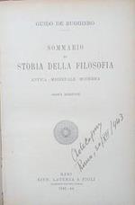 Sommario di Storia della Folosofia antica - medievale - moderna