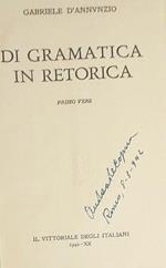 Di grammatica in tetorica. Primo vere