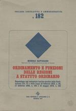 Ordinamento e funzioni delle regioni a statuto ordinario