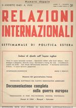 Relazioni Internazionali: settimanale di politica estera. Documentazione completa sulla guerra europea n.31 - 1940