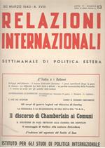 Relazioni Internazionali: settimanale di politica estera. Il discorso di Chamberlain ai Comuni (n.13. 1940)