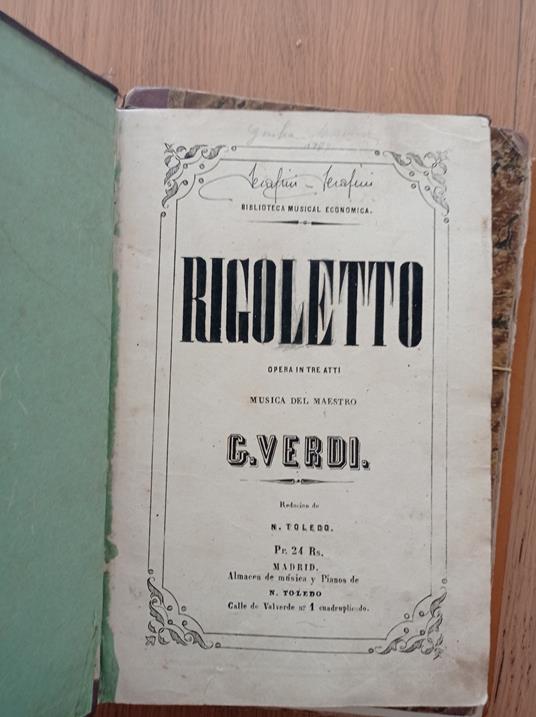 Rigoletto opera in tre atti - Giuseppe Verdi - copertina