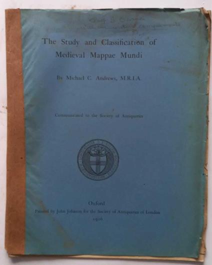 The Study and Classification of Medieval Mappae Mundi - Michael Andrews - copertina