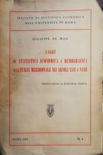 Saggi di statistica economica e demografia sull'italia meridionale nei secoli XVII e XVIII