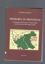 Memoria di provincia, la formazione degli archivi di stato di Rieti e le fonti storiche della regione Sabina