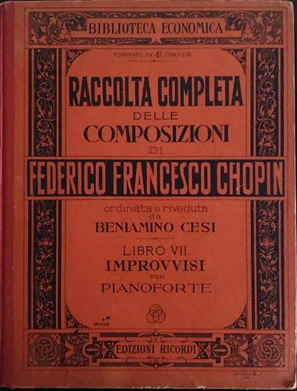 Raccolta completa delle composizioni. Libro VII improvvisi per pianoforte - copertina