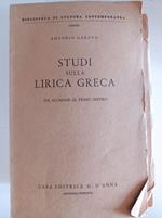 Studi sulla lirica greca da Alcmane al Primo Impero