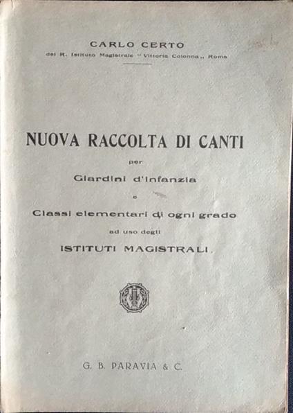 Nuova raccolta di canti per Giardini d'infanzia - copertina