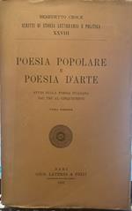Poesia popolare e poesia d'arte. Studi sulla poesia italiana dal tre al cinquecento
